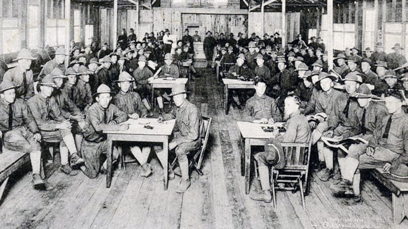 A mess hall at Camp MacArthur. (Texas Collection photo)