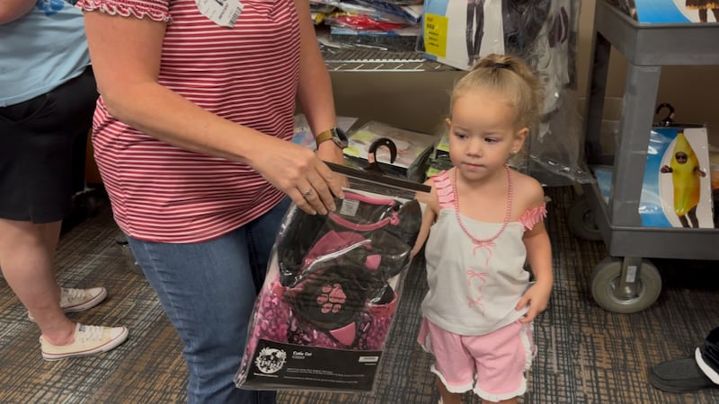 Spirit Halloween donated costumes for children at McLane's