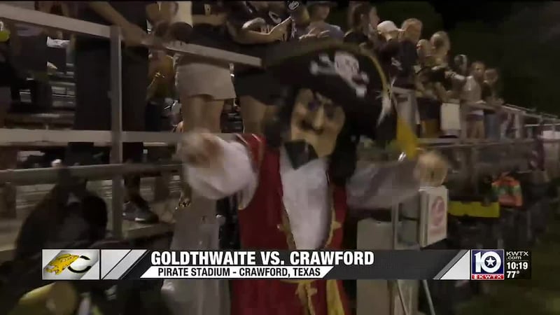 Crawford's mascot celebrates a win over Goldthwaite