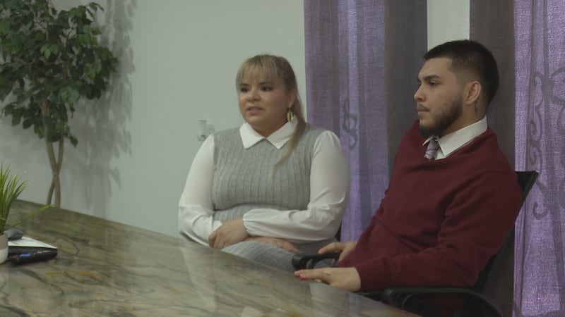 Nikolas Sedillio sits with his attorney Jessenia Ruiz