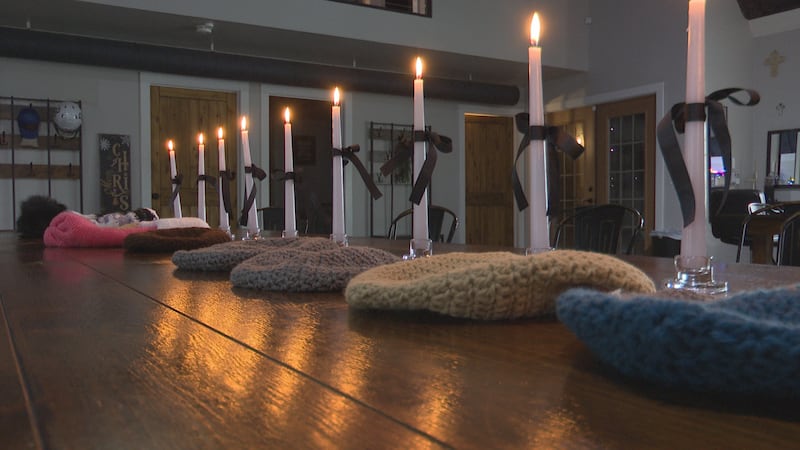 Homeless candlelight vigil at "The Hangar" in Waco, Texas