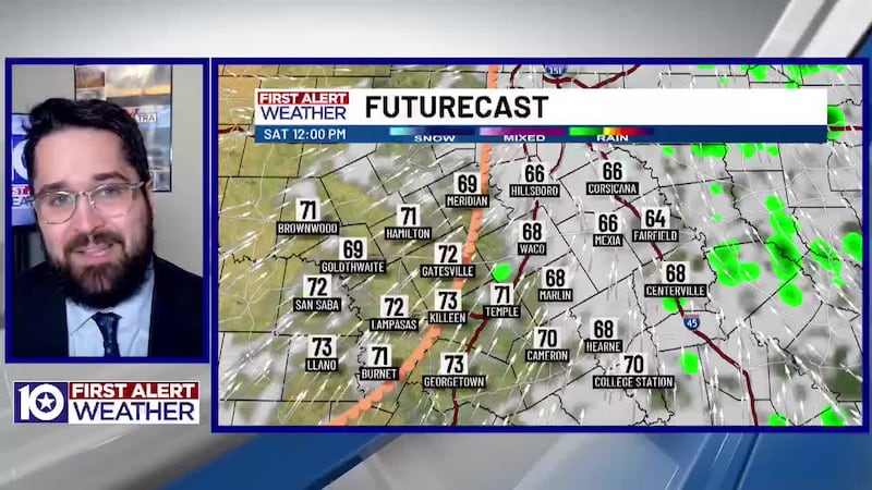 A strong cold front blasts through Central Texas Saturday bringing us a chance for storms and...