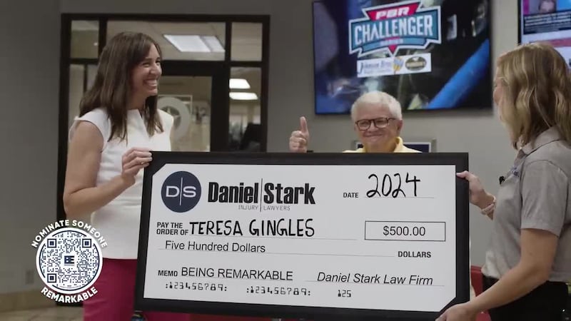 This week's Be Remarkable takes us to the KWTX lobby, where a non-profit founder gets a check...